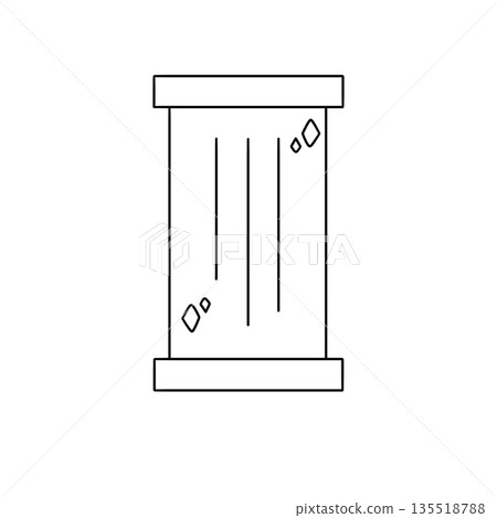 A white and black drawing of a trash can with a diamond pattern on it 135518788