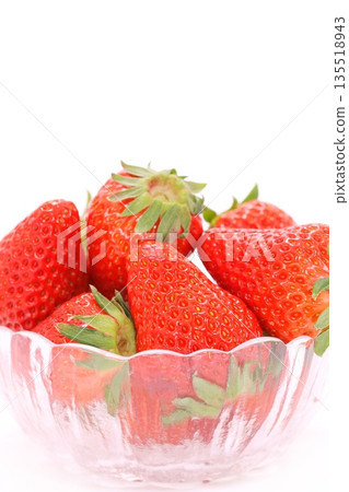 Strawberries, Benihoppe, glass container, light background Strawberries, Benihoppe, glass container, light background 135518943