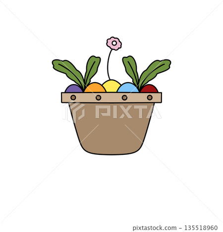 A cartoon drawing of a potted plant with a flower A cartoon drawing of a potted plant with a flower 135518960