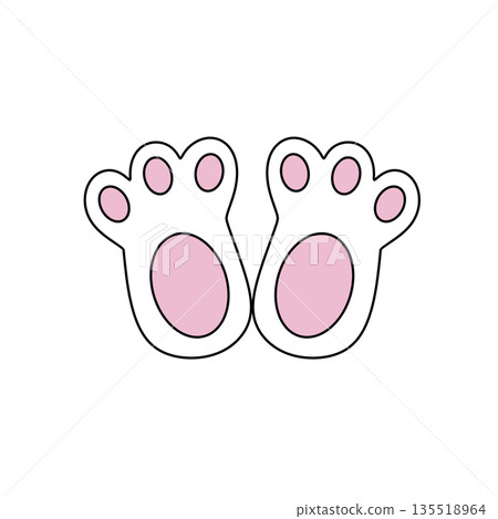 Two cartoon feet with pink paws and white soles 135518964