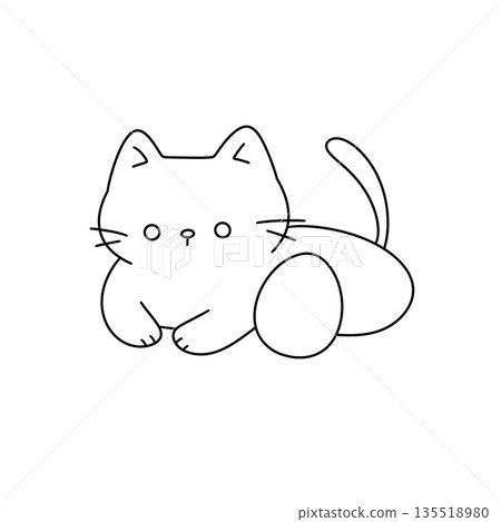 A cute cat is laying on a white background 135518980