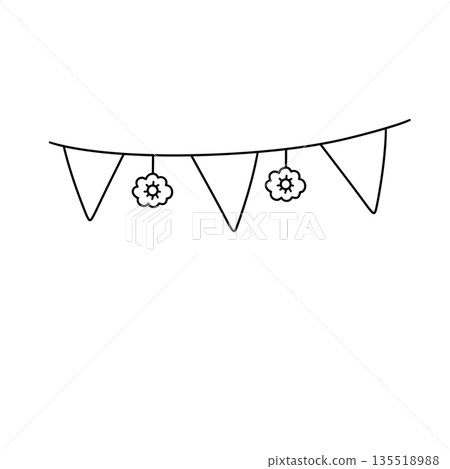A white banner with flowers on it 135518988