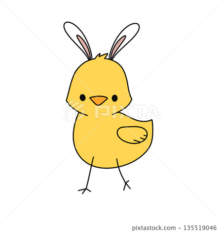 A cartoon rabbit with a yellow head and yellow body 135519046