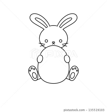 A rabbit is holding an egg in its mouth 135519103