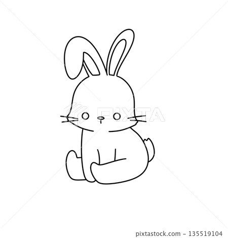 A rabbit is sitting on the ground A rabbit is sitting on the ground 135519104