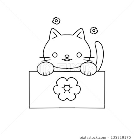 A cat is holding a sign that says "Flowers" 135519170