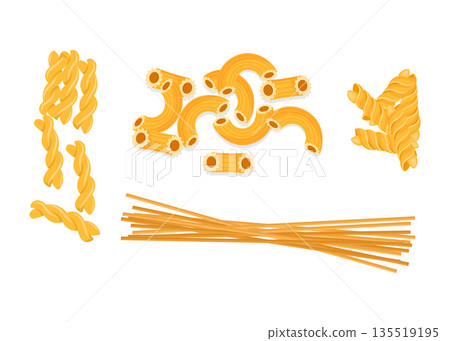 Pasta vector cooking macaroni and spaghetti and macaroni ingredients of italian cuisine illustration Pasta vector cooking macaroni and spaghetti and macaroni ingredients of italian cuisine illustration 135519195