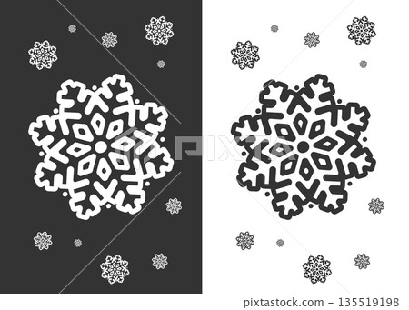White And Black Stylish Rounded Snowflake Icon stock illustration White And Black Stylish Rounded Snowflake Icon stock illustration 135519198