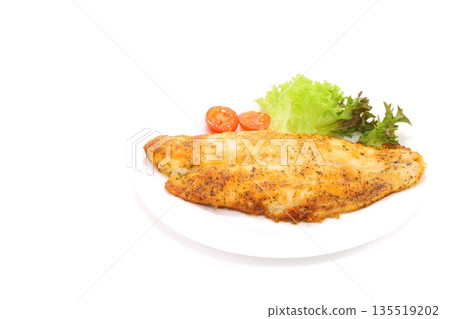 White fish meunière Pangasius on a light background Fish dish White fish meunière Pangasius on a light background Fish dish 135519202