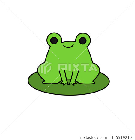 A green frog is sitting on a green leaf 135519219
