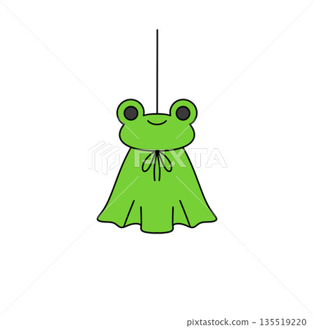 A green frog is wearing a green dress 135519220