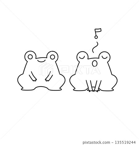 Two frogs are sitting next to each other 135519244