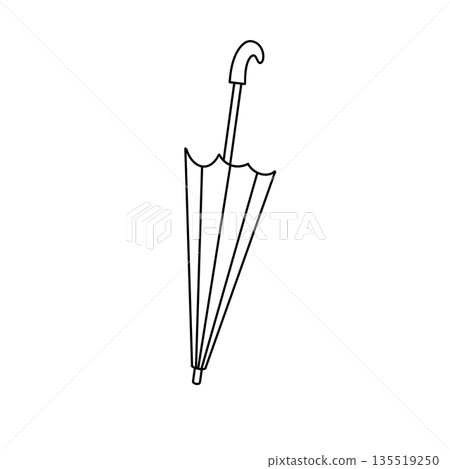 A black and white drawing of an umbrella A black and white drawing of an umbrella 135519250