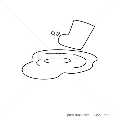 A white background with a black and white drawing of a cup and a shoe 135519369