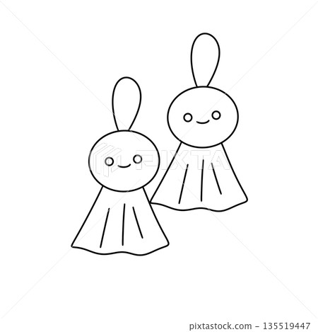 Two cute little cartoon characters with long tails and white hair Two cute little cartoon characters with long tails and white hair 135519447