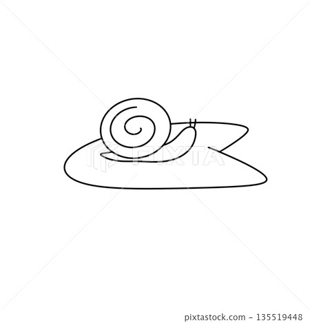 A small white snail is laying on a hat A small white snail is laying on a hat 135519448