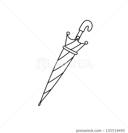 A black and white drawing of an umbrella A black and white drawing of an umbrella 135519495