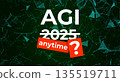 Artificial General Intelligence AGI 2025 Concept with Digital Network Background and Question of Future AI Development 135519711