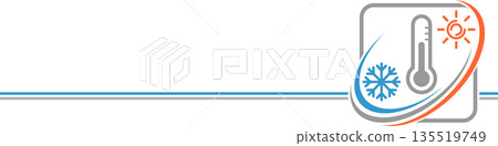 Thermometer, sun and snowflake, temperature background 135519749