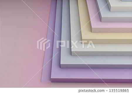 Layers of Pastel Paper Arranged in a Stacked Pattern on a Flat Surface for Crafting Purposes Layers of Pastel Paper Arranged in a Stacked Pattern on a Flat Surface for Crafting Purposes 135519865