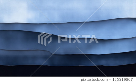 Deep Sea Color Palette Forms Layers of Blue in Minimal Art Representation Showing Ocean Depths Deep Sea Color Palette Forms Layers of Blue in Minimal Art Representation Showing Ocean Depths 135519867