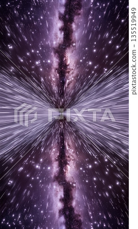 Flying Through a Galaxy With Streaks of Light Across Time and Space in a Cosmic Journey 135519949