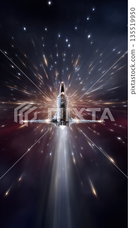 Journey Through Time and Space in a Spacecraft Soaring Through a Galaxy Filled With Stars 135519950