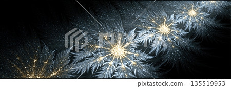 Fractal Patterns in Silver and Gold Show Natures Complex Designs in a Dark Setting Fractal Patterns in Silver and Gold Show Natures Complex Designs in a Dark Setting 135519953