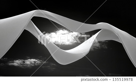 Marine Inspired Abstract Objects With Flowing Shapes in a Cloudy Sky Marine Inspired Abstract Objects With Flowing Shapes in a Cloudy Sky 135519978