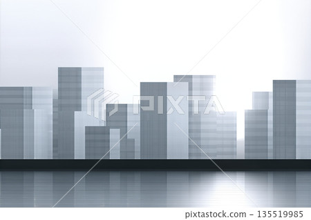 Minimalist Skyline of a Modern Nigerian City With Geometric Buildings and a Bright Background 135519985