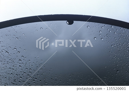 Sunroof Drain Showing Water Droplets on Glass During a Rainy Day 135520001