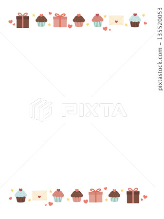 情人節背景插圖:禮物和紙杯蛋糕 情人節背景插圖:禮物和紙杯蛋糕 135520053
