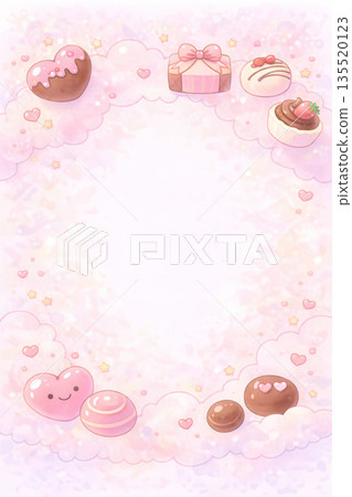 情人節系列:夢幻般的情人節背景,有雲朵般的邊框 情人節系列:夢幻般的情人節背景,有雲朵般的邊框 135520123