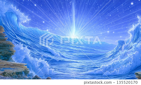 Deep Sea Mysticism Reveals Waves and Light at the Horizon During Twilight Hours 135520170
