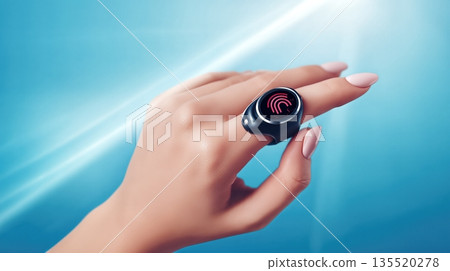 Wearable Biometric Health Monitoring Device on a Hand During Daylight Hours Indoors Wearable Biometric Health Monitoring Device on a Hand During Daylight Hours Indoors 135520278