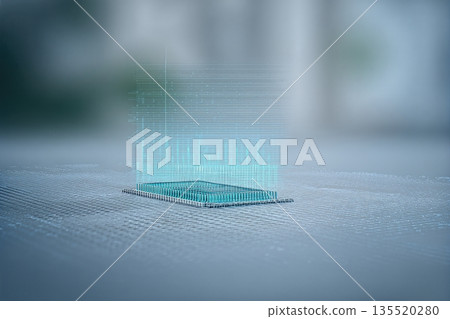 Biometric Sensor Patch on Smooth Surface Showing Data and Readings in a Modern Setting 135520280