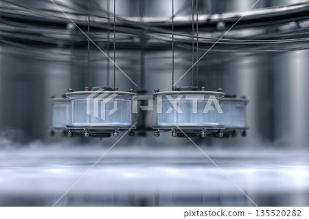 Biotech Incubator With Glowing Cultures Viewed in a Laboratory Setting During Illuminated Research 135520282