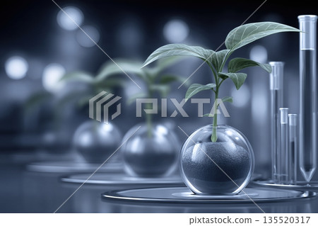 Genetically Engineered Plant Species in Laboratory Setting With Growth Medium and Testing Equipment Genetically Engineered Plant Species in Laboratory Setting With Growth Medium and Testing Equipment 135520317