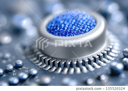 High Precision Microchip With Organic Cell Structure Under Close Examination in a Lab Setting 135520324