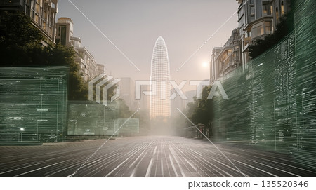 Sustainable Finance Visualized With Transparent Data in an Urban Setting and Skyline 135520346