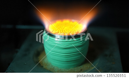 Heating Chlorophane Specimen Shows Thermoluminescence in Laboratory Setting Heating Chlorophane Specimen Shows Thermoluminescence in Laboratory Setting 135520351