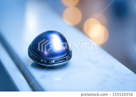 A Transhumanism Themed Cybernetic Implant is Positioned on a Flat Surface 135520356