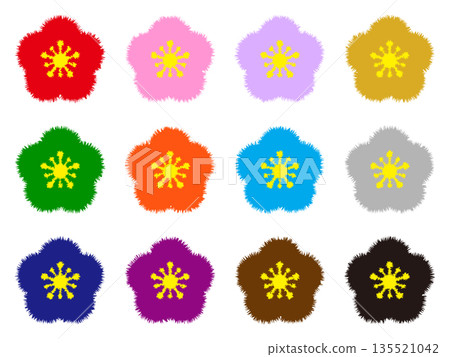 New Year's plum blossom icon illustration material set New Year's plum blossom icon illustration material set 135521042