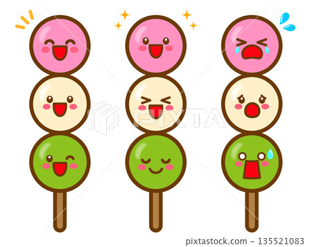 Cute three-colored dumpling illustration material 2 Cute three-colored dumpling illustration material 2 135521083