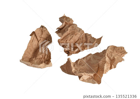 Three pieces of crumpled brown paper Three pieces of crumpled brown paper 135521336