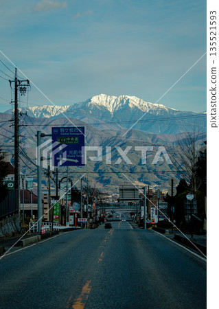Mount Senjo seen from Komagane City Mount Senjo seen from Komagane City 135521593