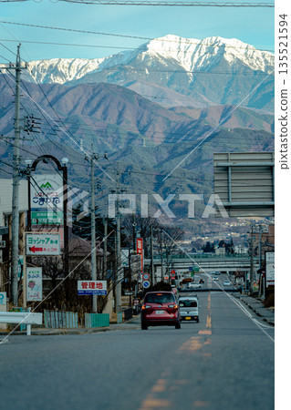 Mount Senjo seen from Komagane City Mount Senjo seen from Komagane City 135521594