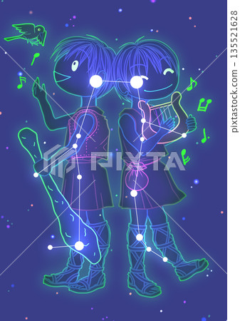 12 Zodiac Constellations Mini Character Constellation Chart Gemini 135521628
