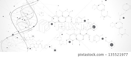 Futuristic medical and science background, DNA strands, connected neural web Futuristic medical and science background, DNA strands, connected neural web 135521977
