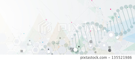 Futuristic  medical and science background, DNA strands, connected neural web 135521986
